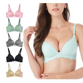 Pack of 5,Women Comfort No Wire Bras Seamless No Show Bra Pack (MKL2, 34B.)