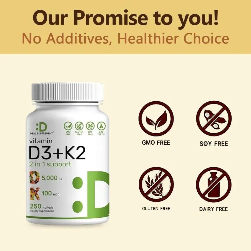 Vitamina D3 5000 Iu + K2 100 Mcg 250 Cápsulas