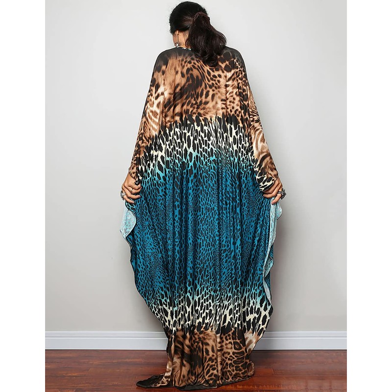 Bsubseach Women's Ethnic Print Kaftan Beach Dress Plus Size Beach