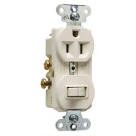 Legrand-Pass & Seymour 691LACC6 Combination Single Pole 15-Amp 120-volt Switch 15-Amp Receptacle Light, Almond
