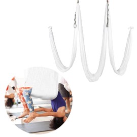 HECASA 12M Yoga Swing Silk Fabric Aerial Yoga Hammock Kit w/Daisy Chain O-Ring White 13.12 Yards