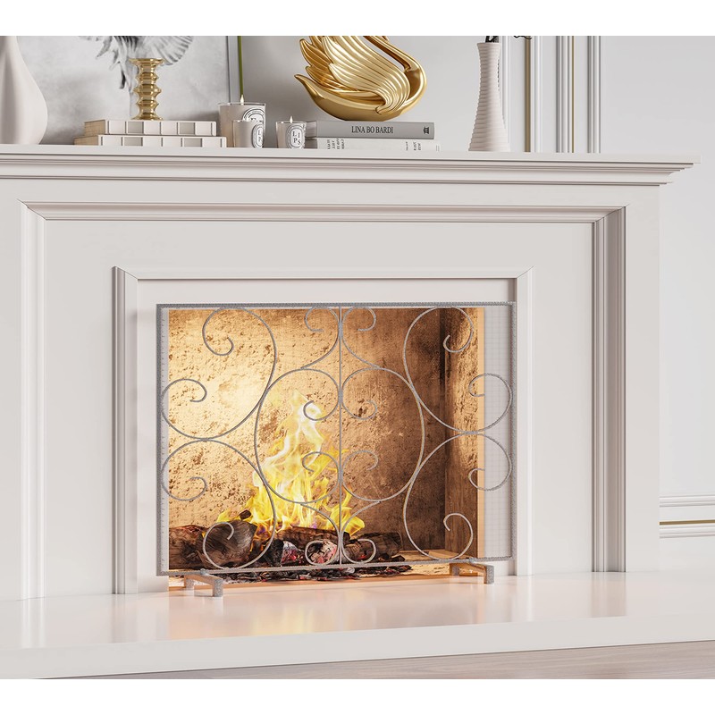 Kingson Single Panel Decorative Fireplace Screen Stand Alone Cover Handcrafted