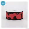 Expressions Red Ribbon Black Paw Prints & Dog Bones 1.5"