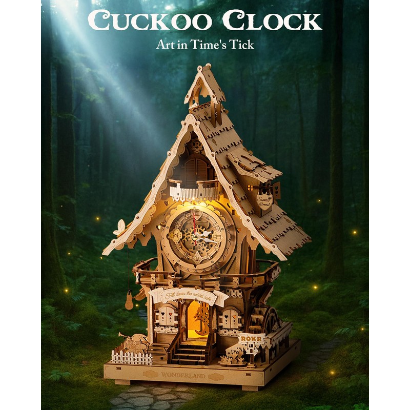 ROKR 3D Wooden Puzzles for Adults,Wooden Clock Model kit,435 Piece