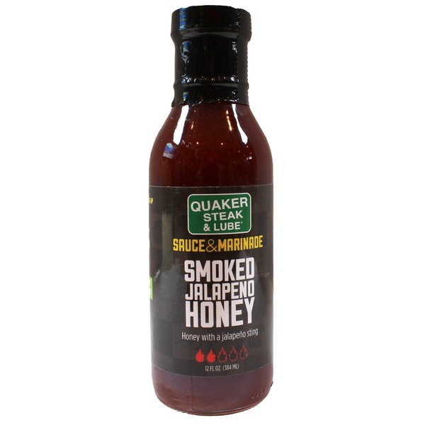 Quaker Steak and Lube Smoked Jalapeno Honey Wing Sauce - 12 Ounce Glass Bottle of Quaker Steak & Lube Smoked Jalapeno Honey Sauce