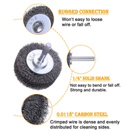 10 Pack Wire Wheel Brush Wire Wheel Brush for Drill Attachment, Rocaris 2 Inch Heavy Duty Wire Brushes Removal Paint Rust & Corrosion, 0.0118" Carbon Steel Wire, 1/4in Shank, 20000RPM