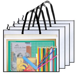 Opret 4 Pack 19x25 inch Art Portfolio Bags, Artwork Storage Case with Handle and Zipper Vinly Mesh Folder Organizers for Bulletin Boards, Scrapbooks, Keepsake and Poster Storage