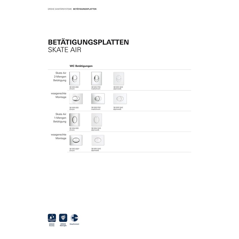 GROHE 38506000 | Skate Air WC Wall Plate, Chrome