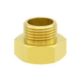Hooshing Solid Brass Garden Hose Adapter 1" NPT Female to 3/4" GHT Male Connector, GHT to NPT Hose to Pipe Fitting