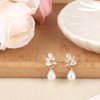 Mikovivi Pearl Drop Earrings for Women, Gold Rhinestones Bridal Pearl