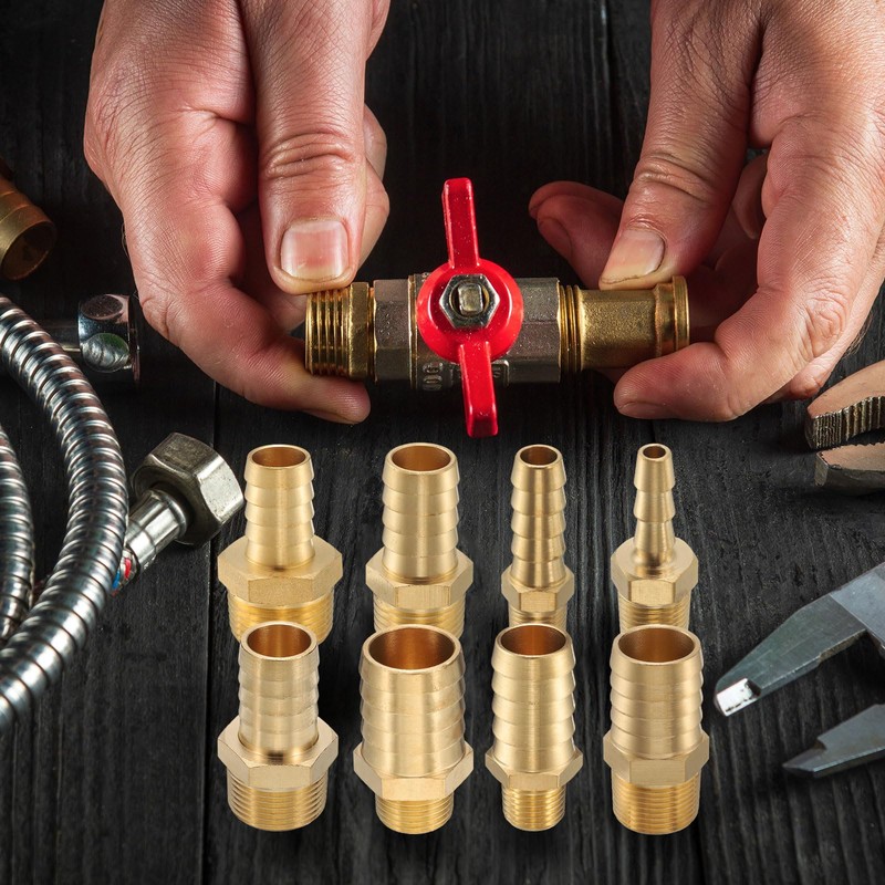 sourcing map 4pcs Brass Barbed Fitting 3/4" NPT Male to