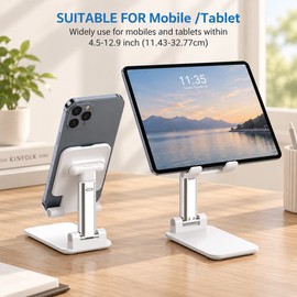 Adjustable Phone & Tablet Stand for Desktop Use – Foldable Portable Holder for Hands-Free Viewing at Home, Office or Travel