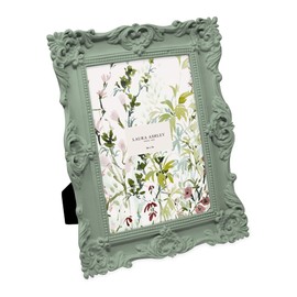 Laura Ashley 5x7 Matt Rosemary Ornate Textured Hand-Crafted Resin Picture Frame with Easel, for Tabletop & Wall Display, Decorative Floral Design Home Décor, Photo Gallery, Art (5x7, Matt Rosemary)