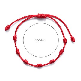 BOBEINI 7 Knots Red Cord Bracelet to Protect Evil Eye Good Luck Amulet for Success and Prosperity Friendship Bracelet Pack of 2, Cotton red cord