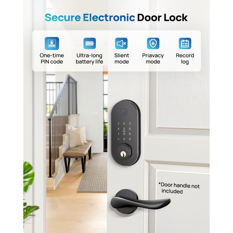 LOCTIAN Smart Door Lock Fingerprint Keyless Entry Door Lock APP