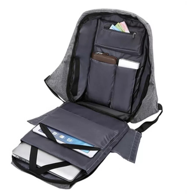 COOLSHT Mochila Antirrobo Urbana Usb Compartimento Laptop Color Gris Oscuro