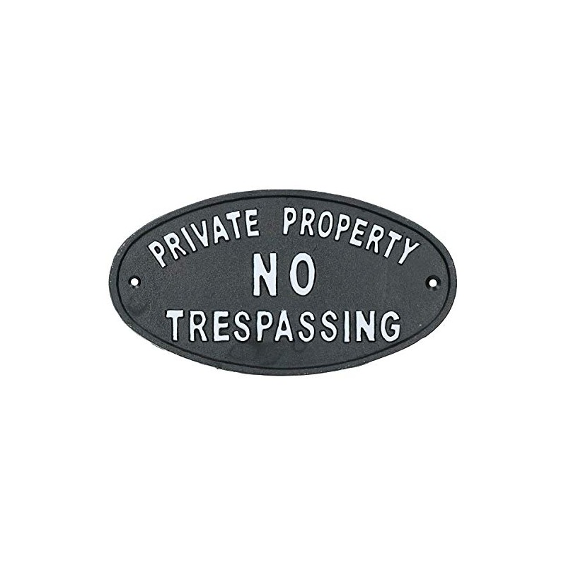 Private Property No Trespassing Cast Iron Sign Plaque Door Wall