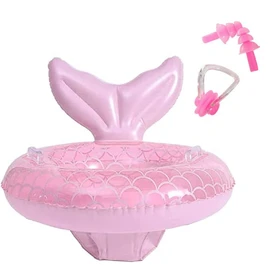 Baby Float, Mermaid Princess, Cute, Random Color Ear Plugs and Nose Clip Included, For Children, Babies, Baths, Foot Inserts, Pools, Floats, Water Play, Sea Bathing, Swimming, Summer Vacation, Pool, Outdoor Leisure Equipment, Unisex, Strong Buoyancy, Lightweight, Summer, O Shape