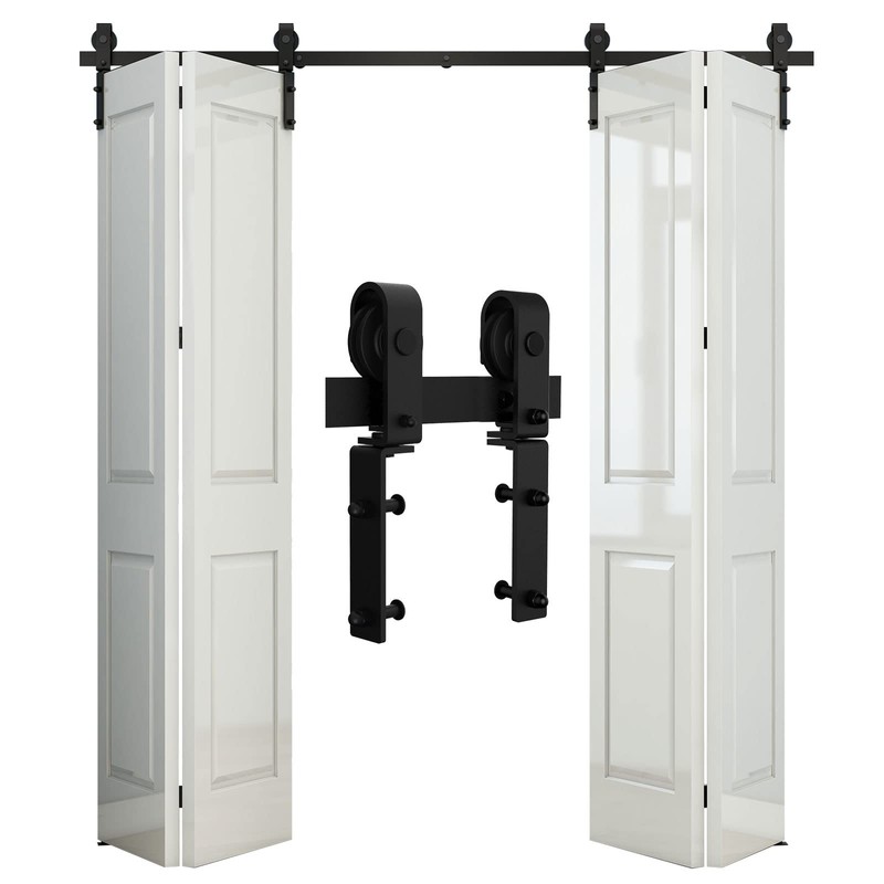 CCJH 6FT/72'' Bi-Folding Barn Door Hardware Sliding Track kit Heavy