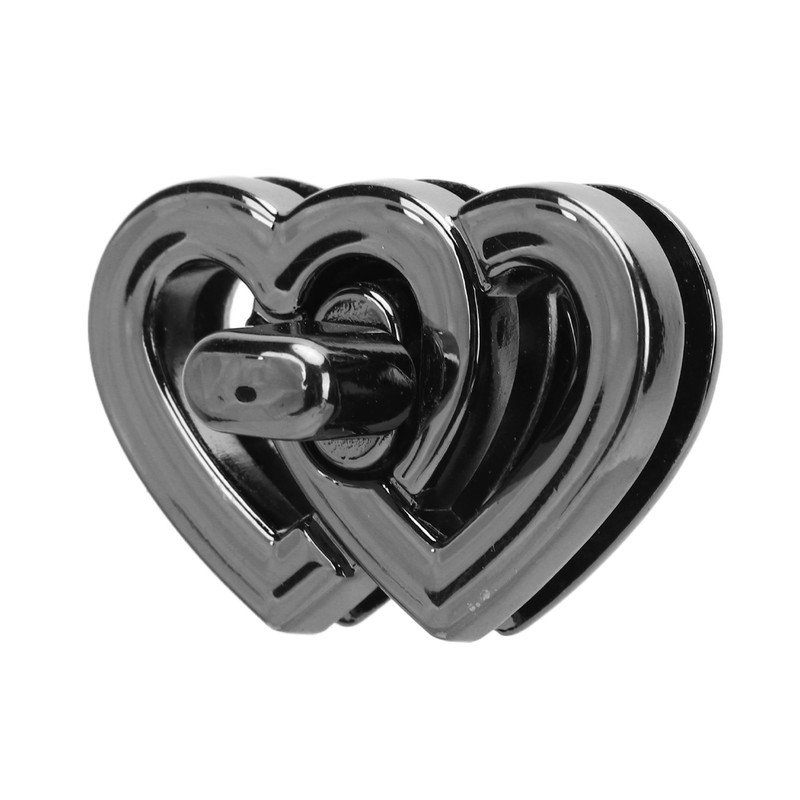Purse Twist Lock Alloy Double Love Heart Decorative Shinny Handbag