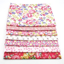 Cotton Craft Fabric Bundles Patchwork,Fabric Fat Quarters Bundle 7PCS 50 x 50cm Fat Squares Sewing Patchwork Different Pattern Cloths DIY Scrapbooking Artcraft (Pink-7-50 * 50)