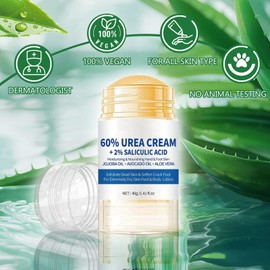 Crema Hidratante para Pies con Urea 60,Exfoliante para Pies Resecos y Agrietados,Repara Piel Dura y Callosidades,Moisturizing Foot Cream,Hidratación Profunda(40g)