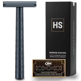 Special for Thick Beards 【Genuine/Manufacturer Warranty Included】 HENSON SHAVING AL13 Shaver AGGRESSIVE (GREY) with 5 Replacement Blades Ultra-Deep Shaving Model For those with strong skin Precision