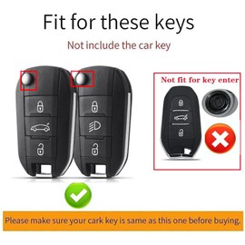 ontto Key Case Car Key Case Compatible with Peugeot 208 2008 308 3008 408 508 107 301 Citroen C4 Cactus C5 DS4 DS5 Metal Leather Key Case Key Case Key Fob 3 Buttons Accessories, black