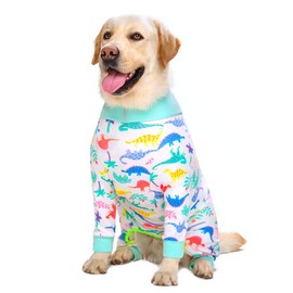 White Dinosaur Surgery Recovery Suit Female Male for Dogs After Surgery Medium Large Dogs Onesie,Lightweight Dog Recovery Suit for Shedding Prevent Licking Surgical Wound,Dog Pajamas Pjs,Full Belly