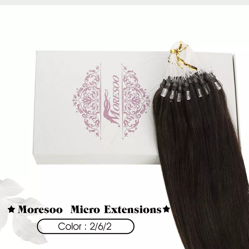 Moresoo Extensiones Cabello Natural Natural Color #2 Casta 14in 50gr