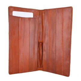 Marshal Genuine Eel Skin Leather Basic Checkbook Cover (Tan)