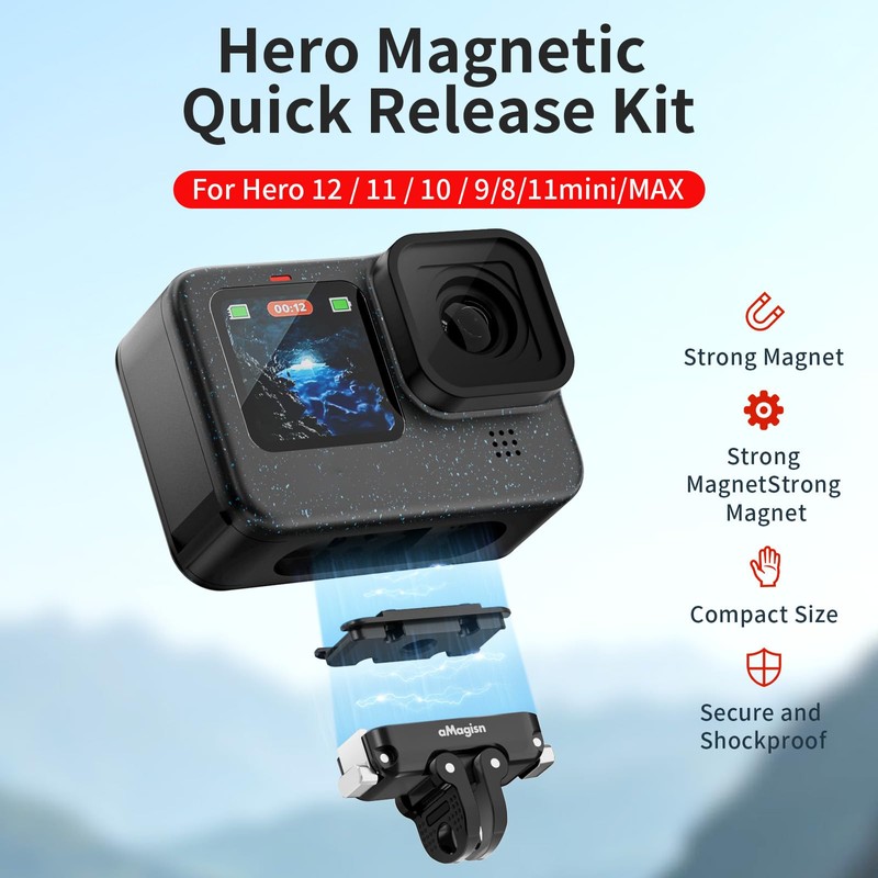 Compatible with GoPro Hero13 12 11 10 9/11 Mini/MAX Magnetic