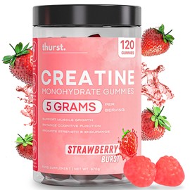 Creatine Monohydrate Gummies for Men & Women, 5g Creatine Per Serving | Enhanced Muscle Growth, Strength, Focus and Recovery, Low Calorie, Sugar Free, No Artificial Colours - Strawberry Burst Flavour 120 Gummies