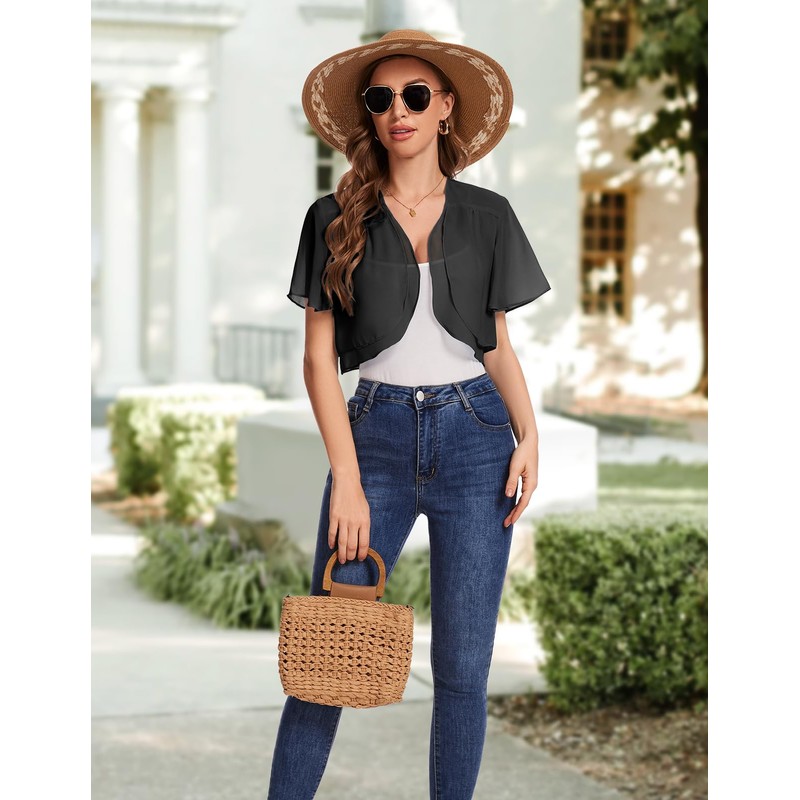 Bbonlinedress Bolero Women's Festive Chiffon Cardigan Elegant Short Sleeve Casual