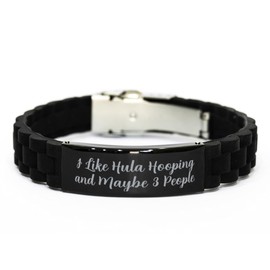 Sarcasm Hula Hooping Black Glidelock Clasp Bracelet, I Like Hula Hooping, Cool Gifts for Men Women from Friends, Birthday Gifts, Black bracelet, Black jewelry, Black gift, Bracelet clasp, Gift for