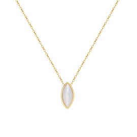 White Seashell Marquise Pendant Necklace with 18K Gold Plating Chain
