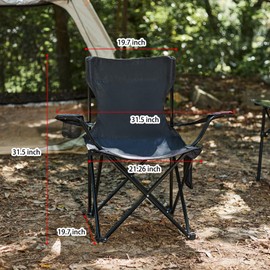 CMLSTOMC Folding Camp Chairs, Portable Camping Chair - Folding Design, Storage Pockets, Cup Holder, Carry Bag for Outdoors Fishing, Hiking, Travel, Picnic, Versatile Folding Chair - 2 Pack Blue