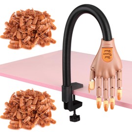 Acrylic Nails Flexible Practice Fake Hand, BORNBYME Nail Training Adjustable Finger Kits, Fake Nails Hands for Nail Beginner Practice with 200 PCS Nail Tips