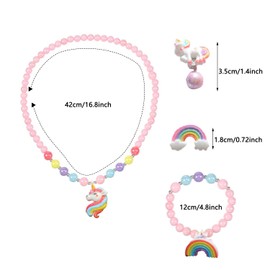 ZEACCT 5 Pieces/Set Children's Jewellery Set, Princess Jewellery Set, Unicorn Jewellery Girls Set, Princess Necklace Set, Girls Pearl Necklace Set, for Children Girls Party, Plastic