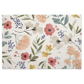 Highland Home Meadow Flowers 4-Pack Poly-Cotton Blend Placemats Manufactured in The USA Machine Washable Dryer Safe
