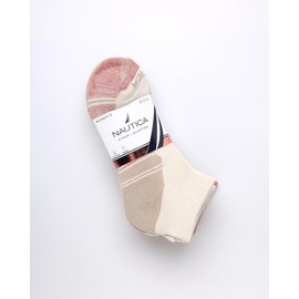 Nautica Womens Comfort Cushioned Quarter Cut Moisture Control Athletic Socks (6 Pack), Oatmeal Logo, 3.5-9 UK