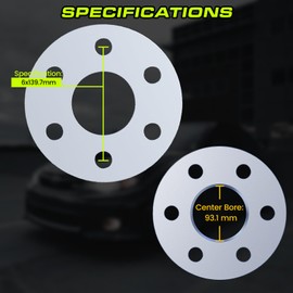 Customadeonly 2PC 6x5.5 Wheel Spacers for Ford Bronco Ranger, Hubcentric 3/16 Inch (5mm) Wide, 6 Lug 6x139.7 Wheel Spacers with M12x1.5 Studs, 93.1mm Hub Bore. 6061-T6 Aluminum -2 Year Warranty