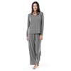 Fruit of the Loom Women's Long Sleeve Tee and Pant 2 Piece Sleep Set, Heather Grey