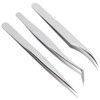 3Pcs Eyelash Extension Tweezers Set Silver Mirror Light DolphinShaped Easy