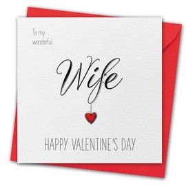 Valentines Card for Wife. Textured card. Eco-friendly. 148mm Square. Valentine's Card with Red Envelope. Made in UK