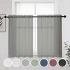 OWENIE Short Grey Sheer Curtains 36 Inches 2 Panels Set