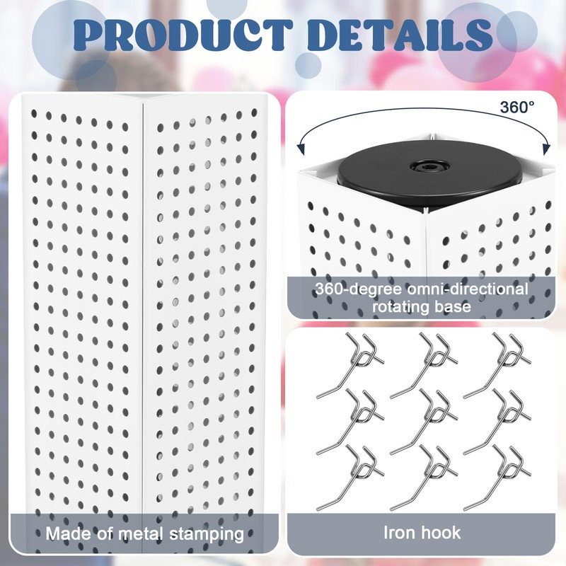 Geelin Rotating Countertop Display Kit with 16 Peg Hooks Four
