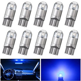 EverBright T10 194 Car Interior Lights 168 W5W Led Bulb 3030 Chips 2825 LED Bulb Dome Map Trunk Door Courtesy Light Clearance License Plate Light No-Polarity,AC/DC 12V,Blue,Pack of 10