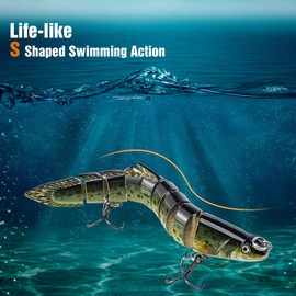 Goture 6Pcs Multi Jointed Fishing Lures for Bass, Bionic Swimming Lures, Slow Sinking 6 Segments Bass Fishing Lure Freshwater Saltwater Northern Pike Fishing Lures, 4.5", 0.53oz
