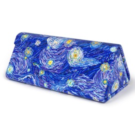 NPOOYI Sunglasses Case, Foldable Glasses Case, Magnetic PU Leather Hard Shell Folding Eyeglass Holder Box, Collapsible Unisex for Women Men, Starry Night